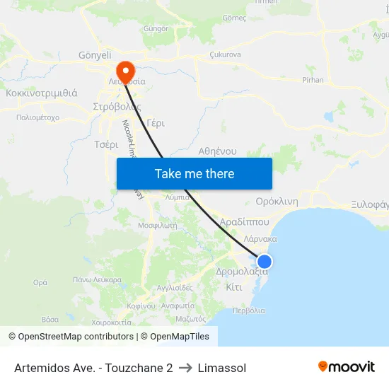Artemidos Ave. - Touzchane to Limassol map