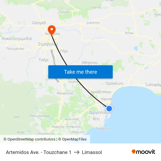 Artemidos Ave. - Touzchane to Limassol map