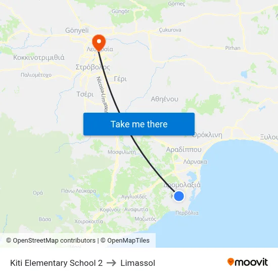 Kiti Elem. School to Limassol map