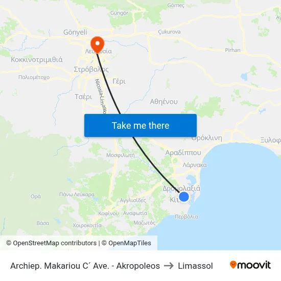 Archbishop Makarios III Avenue - Acropolis to Limassol map