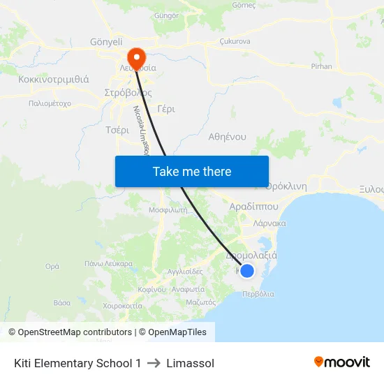 Kiti Elem. School to Limassol map