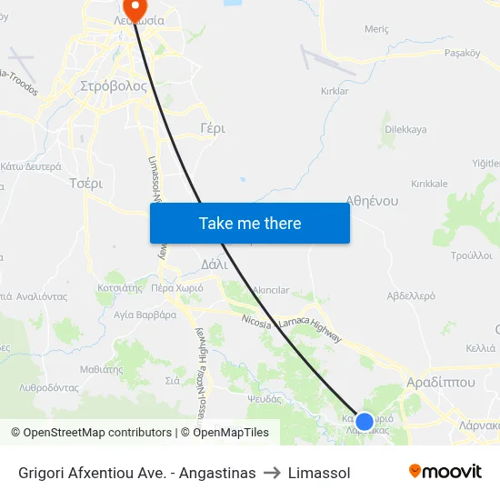 Grigoris Afxentiou Avenue - Angastinas to Limassol map