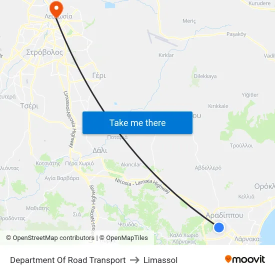 Department Of Road Transport to Limassol map