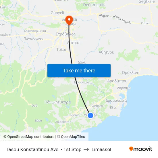Tasos Konstantinou Ave. - 1st Stop to Limassol map