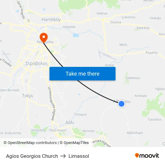 Ag. Georgios Church to Limassol map