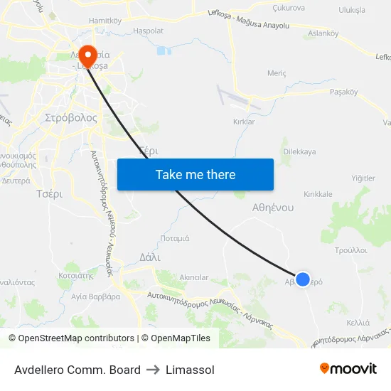 Avdellero Comm. Board to Limassol map