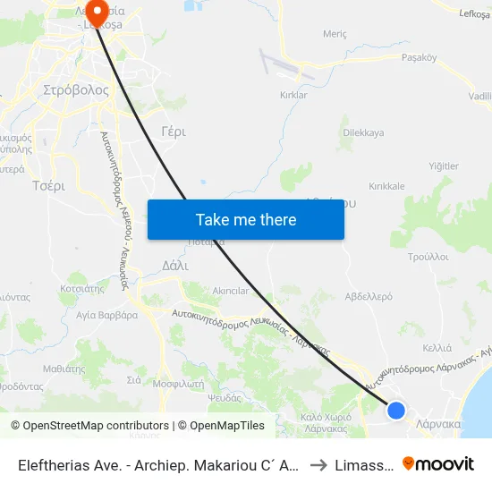 Eleftherias Ave - Archbishop Makarios III Ave to Limassol map