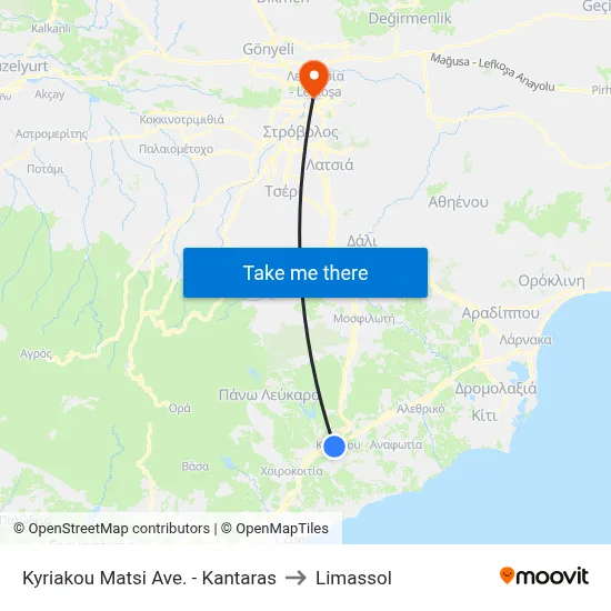 Kyriakou Matsi Avenue - Kantaras to Limassol map