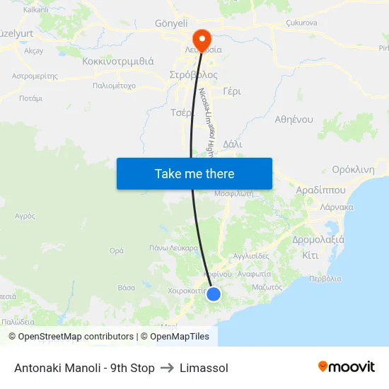 Antonaki Manoli - 9th Stop to Limassol map