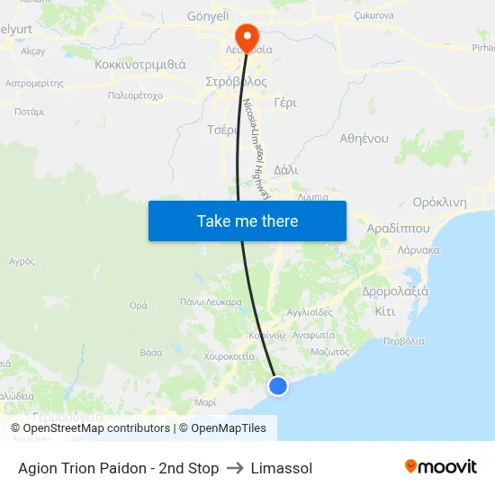 Ag. Trion Paidon - 2nd Stop to Limassol map