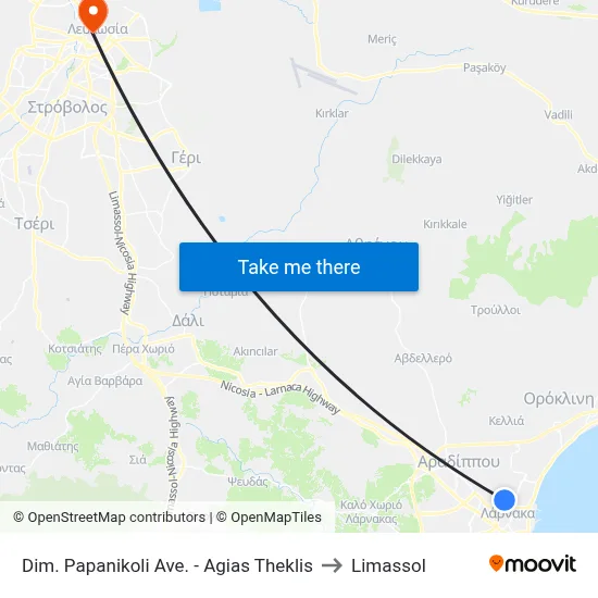 Dim. Papanikoli Ave. - Ag. Theklis to Limassol map
