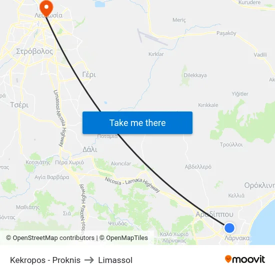 Kekrops - Prokni to Limassol map