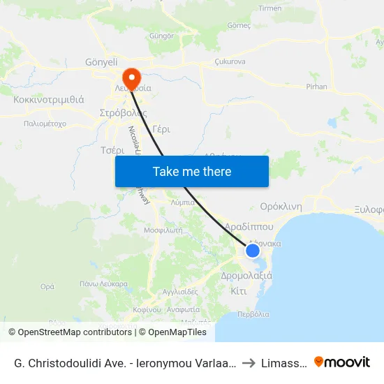G. Christodoulidi Ave. - Ieronymou Varlaam to Limassol map