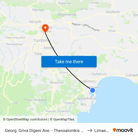 George Griva Digeni Avenue - Thessaloniki Avenue to Limassol map