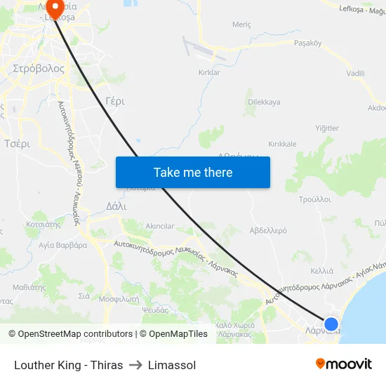 Louther King - Thiras to Limassol map