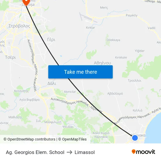 Ag. Georgios Elem. School to Limassol map