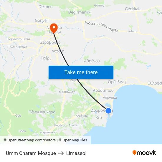 Umm Charam Mosque to Limassol map