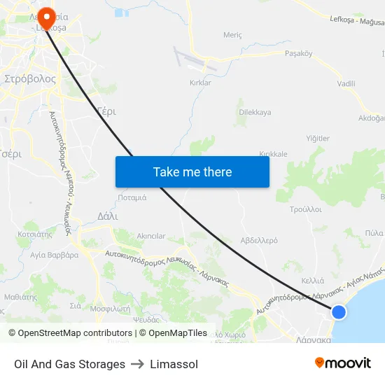 Oil And Gas Storages to Limassol map