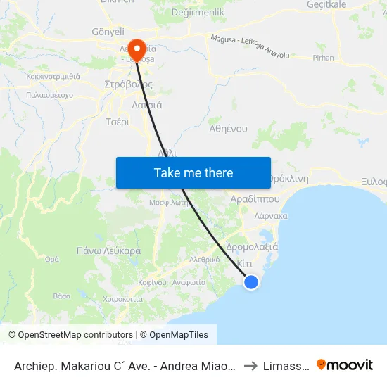 Archbishop Makarios III Ave. - Andrea Miaouli to Limassol map
