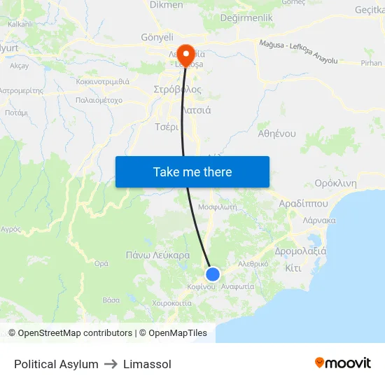 Political Asylum to Limassol map