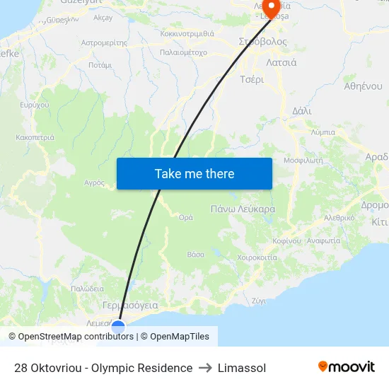 28 October - Olympic Residence to Limassol map
