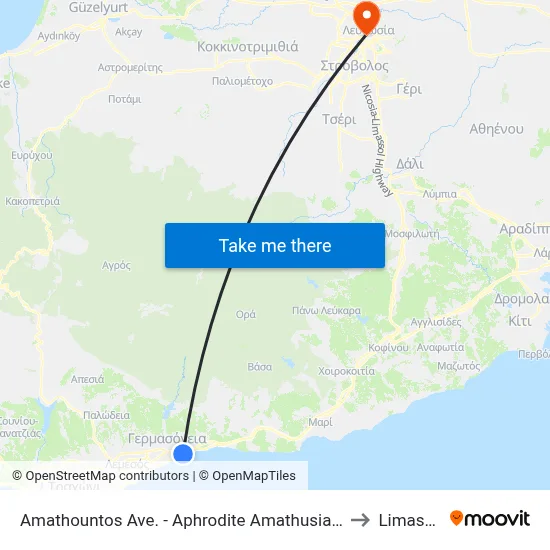 Amathountos Ave. - Aphrodite Amathusia Park to Limassol map