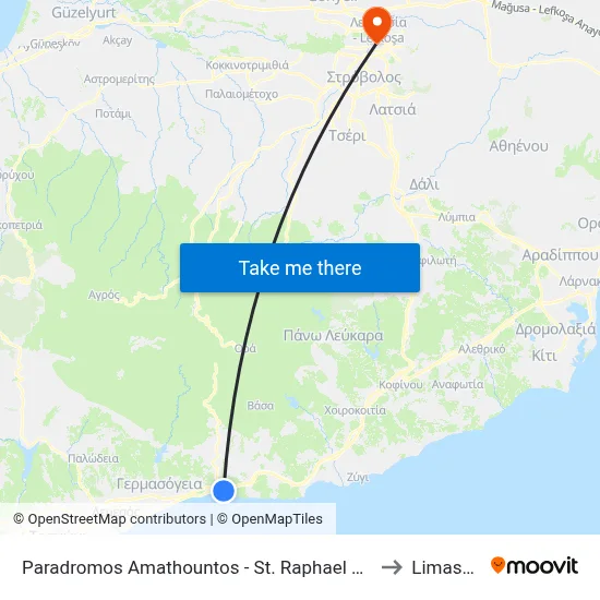 Amathous Parallel Road - St. Raphael Hotel to Limassol map