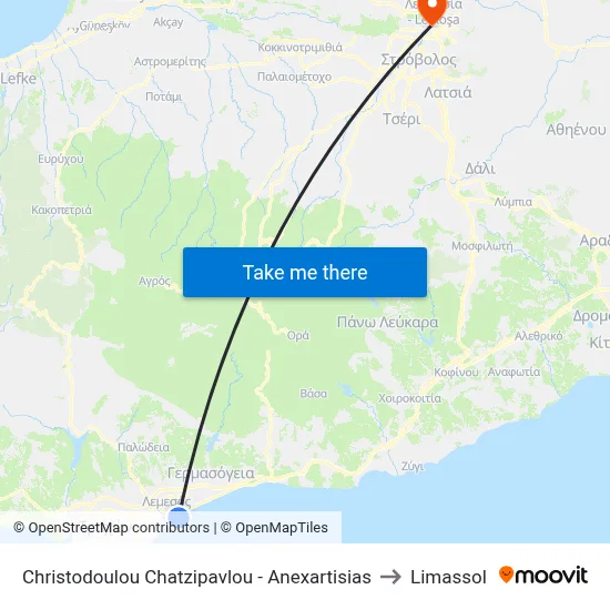 Christodoulou Chatzipavlou - Anexartisias to Limassol map