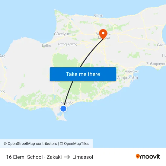 16 Elem. School - Zakaki to Limassol map