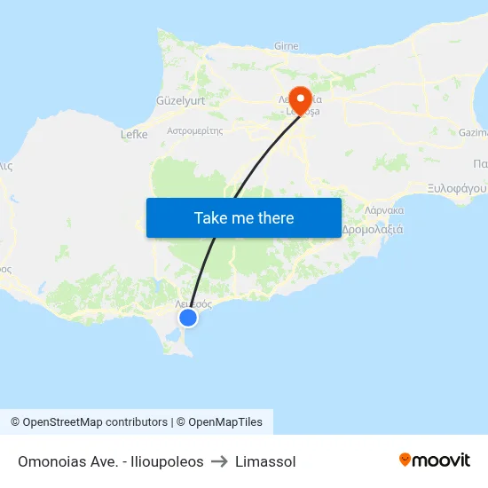 Omonoias Ave - Ilioupoleos to Limassol map