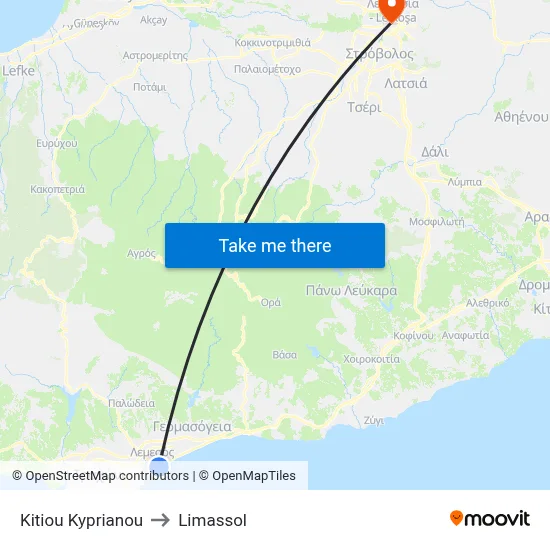Kition Kyprianou to Limassol map