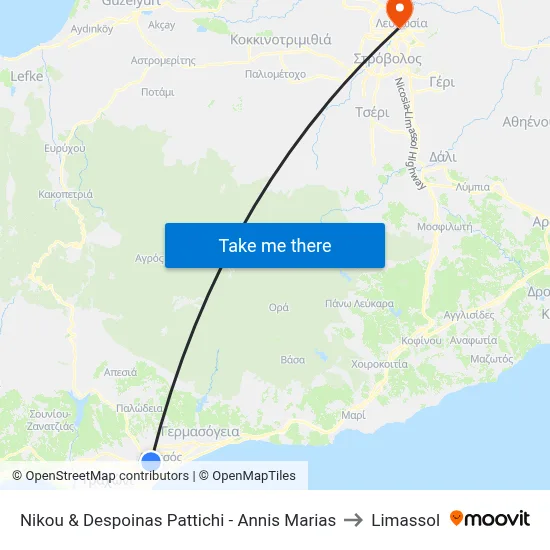 Nikos & Despoina Pattichi - Annis Marias to Limassol map