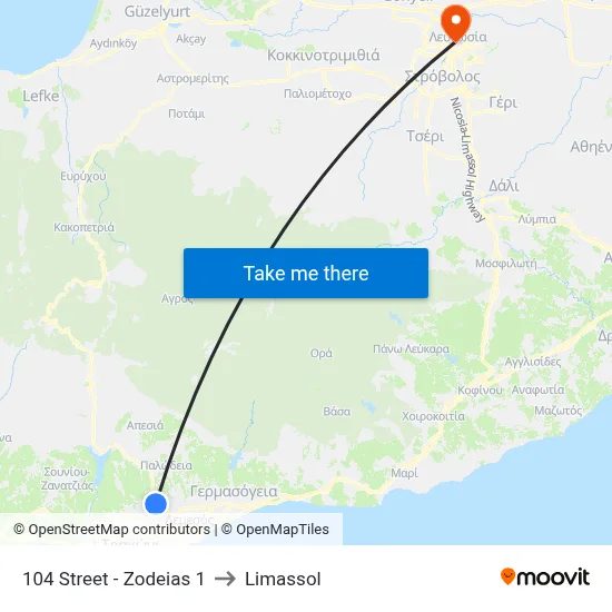 104 Street - Zodeias 1 to Limassol map