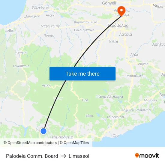 Palodeia Comm. Board to Limassol map
