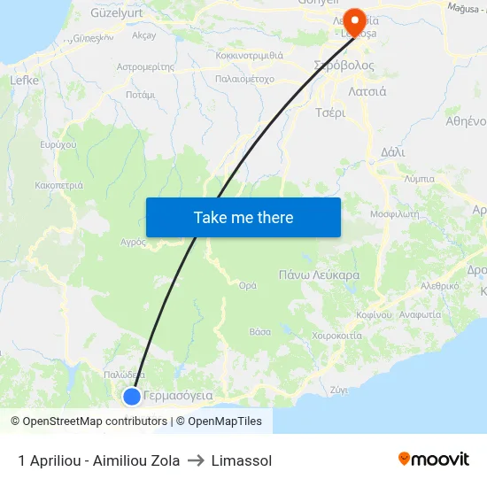 1 Apriliou - Aimiliou Zola to Limassol map