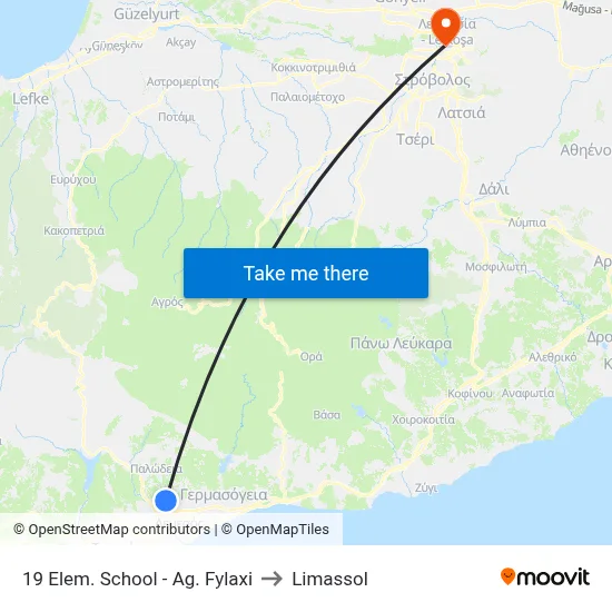 19 Elem. School - Ag. Fylaxi to Limassol map