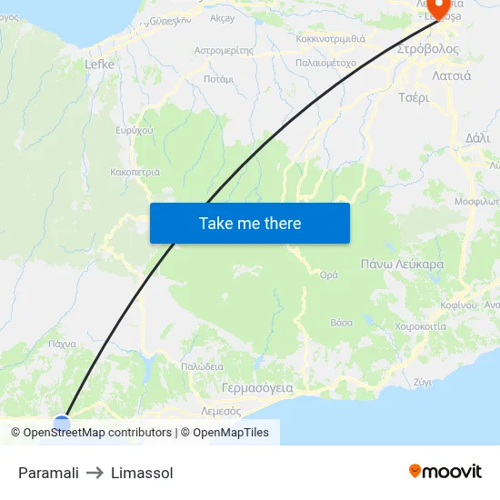 Paramali to Limassol map