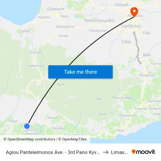 Agiou Panteleimonos Ave. - 3rd Pano Kyvides 1 to Limassol map