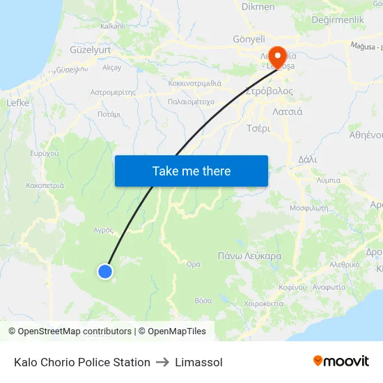 Kalo Chorio Police Station to Limassol map