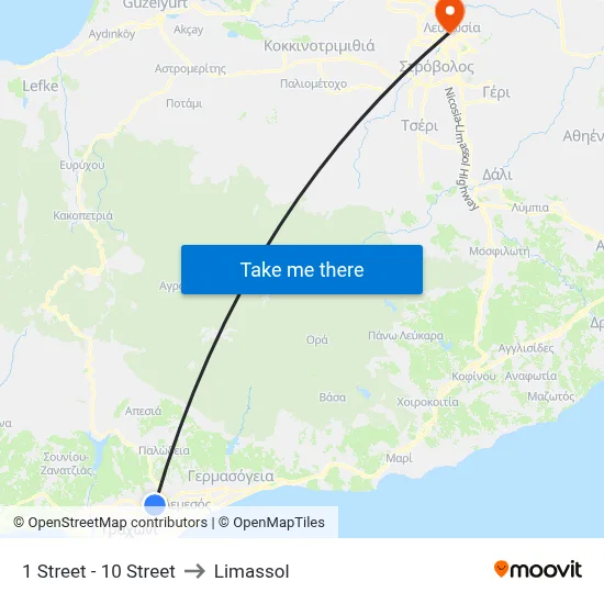 1 Street - 10 Street to Limassol map