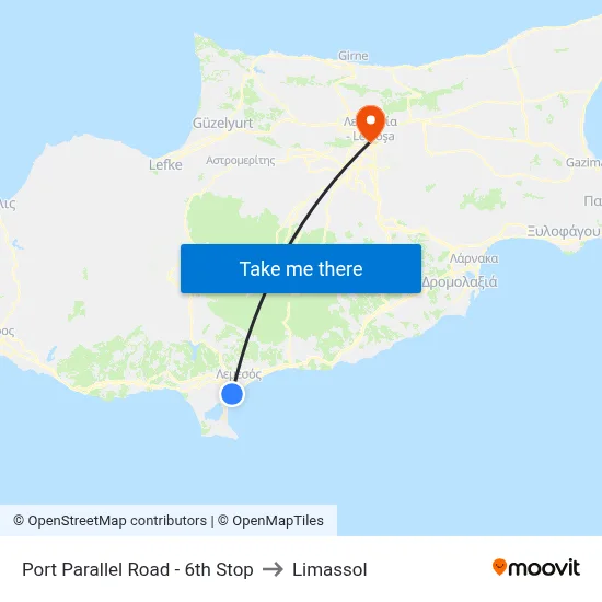 Port Parallel Road - 6th Stop to Limassol map