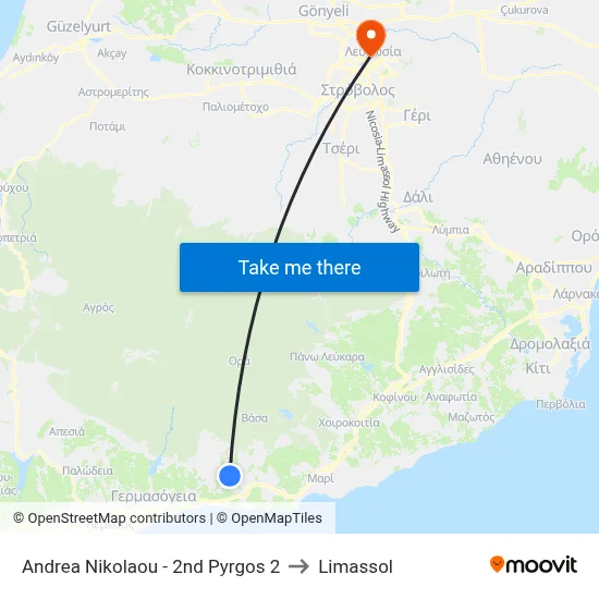 Andrea Nikolaou - 2nd Pyrgos 2 to Limassol map