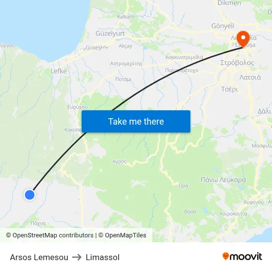 Arsos Lemesou to Limassol map