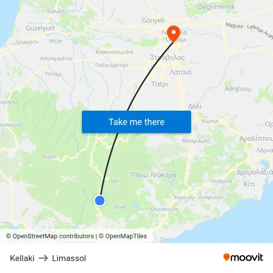 Kellaki to Limassol map
