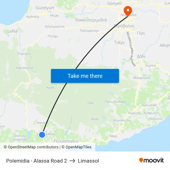 Polemidia - Alassa Road 2 to Limassol map