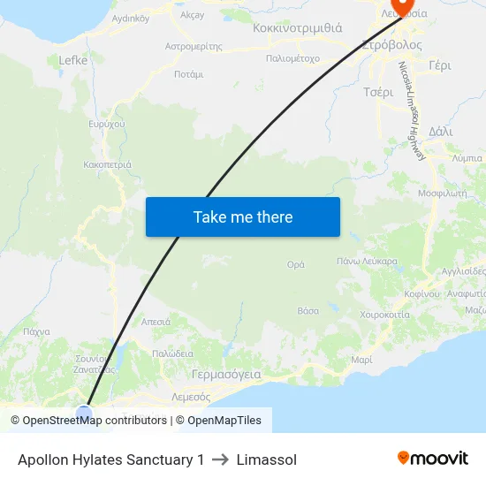 Apollon Hylates Sanctuary 1 to Limassol map