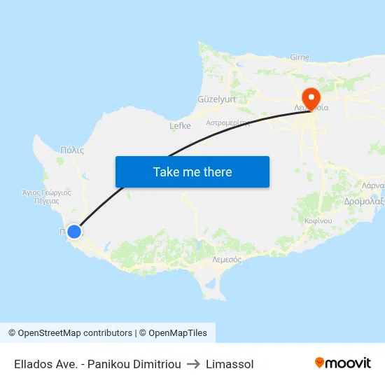 Ellados Ave. - Panikou Dimitriou to Limassol map