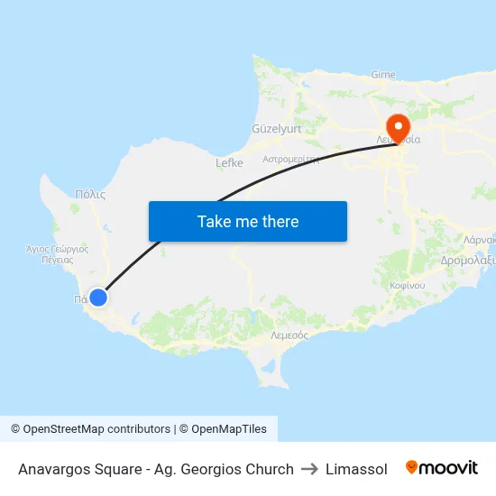 Anavargos Square - Ag. Georgios Church to Limassol map