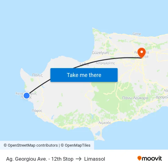 Ag. Georgiou Ave. - 12th Stop to Limassol map