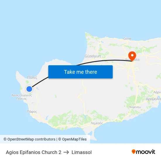 Agios Epifanios Church 2 to Limassol map